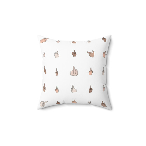 Middle Fingers Outline Pillow with Rude Gesture Design