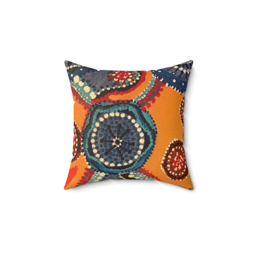 Aboriginal dot art pillow with river miles design