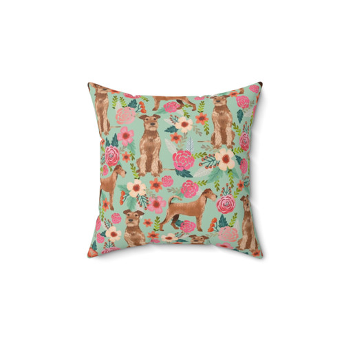 Irish Terrier Dog Floral Pillow