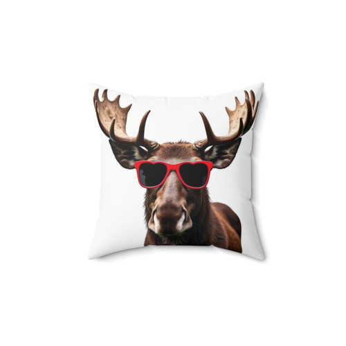Funny Moose Wearing Heart-Shaped Sunglasses Pillow