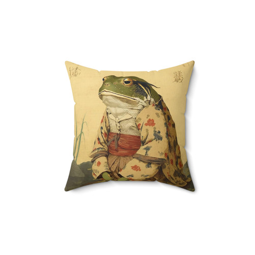Vintage Japanese Unimpressed Frog Decorative Pillow
