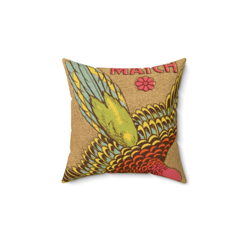 Vintage Matchbox Swedish Budgerigar Throw Pillow