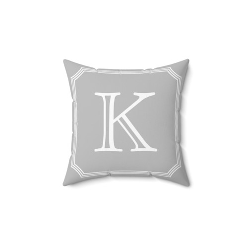 Silver Gray Personalized Monogram Pillow