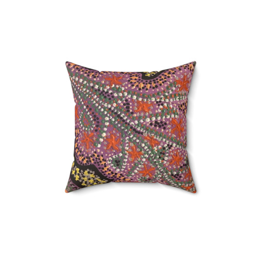 Authentic Aboriginal Art Pink Branchleaf Pillow
