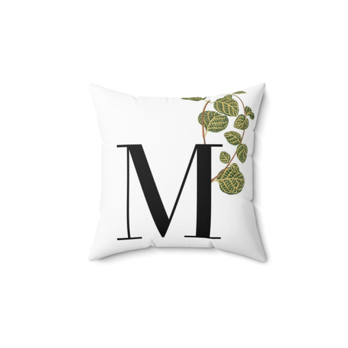 Modern Floral Letter M Throw Pillow
