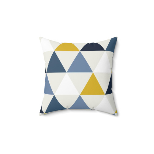 Scandinavian Geometric Pillow in Mustard, White and Blue