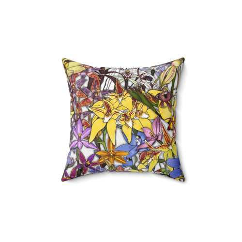 Native Orchid Collage Pillow