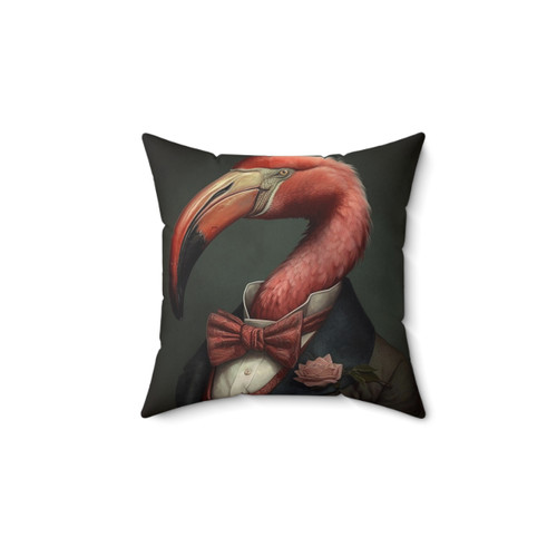 Vintage Flamingo in Suit Decorative Pillow