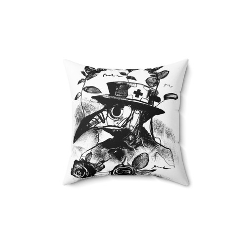 Baccara Rose Plague Doctor Tattoo Decorative Pillow