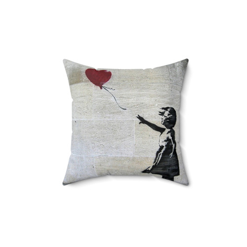 Banksy's Girl with a Red Balloon Pillow