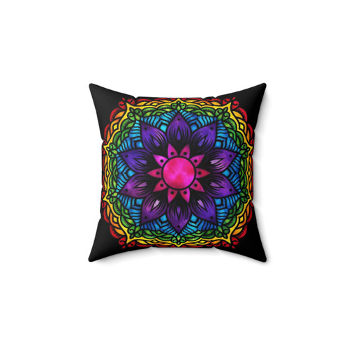 7 Chakra Mandala Flower Decorative Pillow