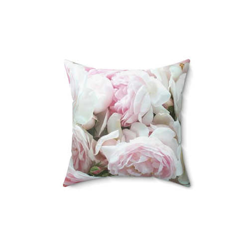 Pink and White Peony Floral Throw Pillow