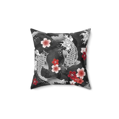 Koi and Sakura Blossom Decorative Throw Pillow