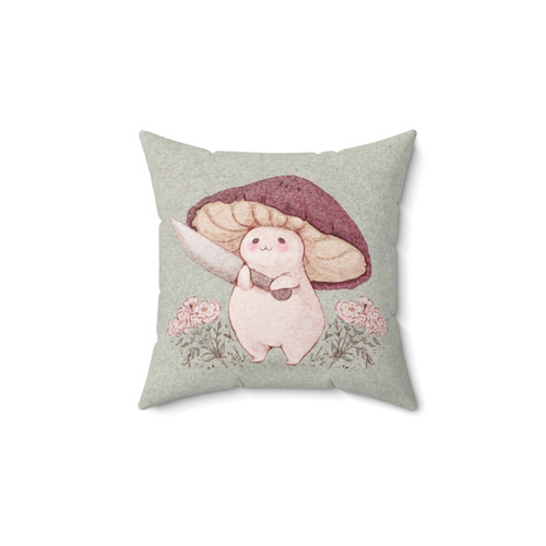 Mushroom-themed decorative pillow for fairytale home decor