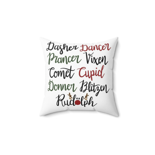 Reindeer Names Christmas Pillow