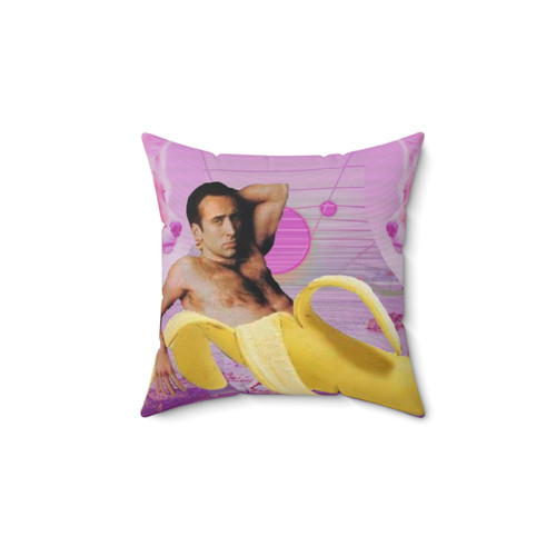 Vaporwave Nicholas Cage Banana Decorative Pillow