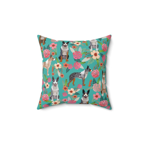 Australian Koolie Dog Florals Pillow