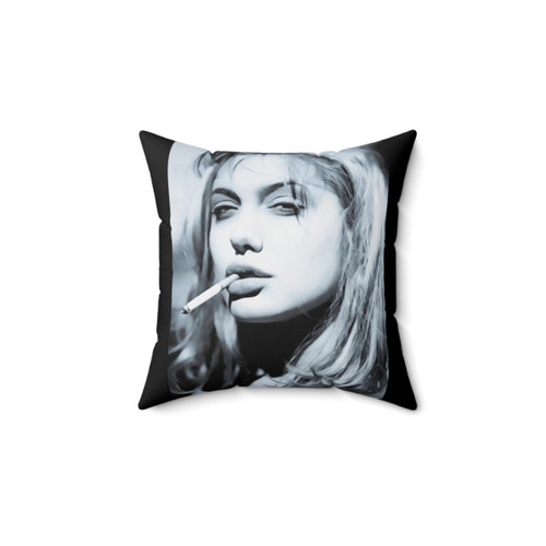 Angelina Jolie Rough Silver Print Pillow