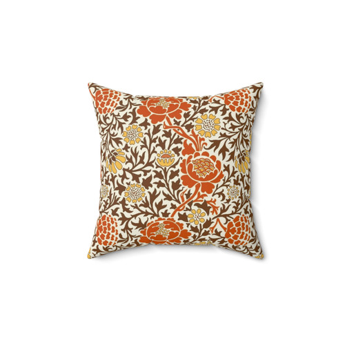 Jacobean Floral Throw Pillow in Orange and Mustard Gold