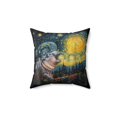 Funny Van Gogh Starry Night Hippo Pillow