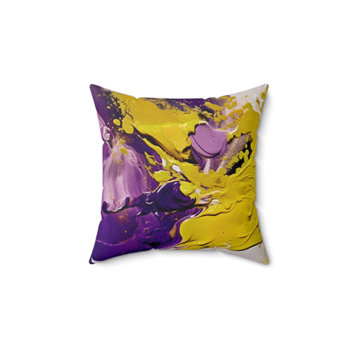 Abstract Paint Purple and Yellow Pillow