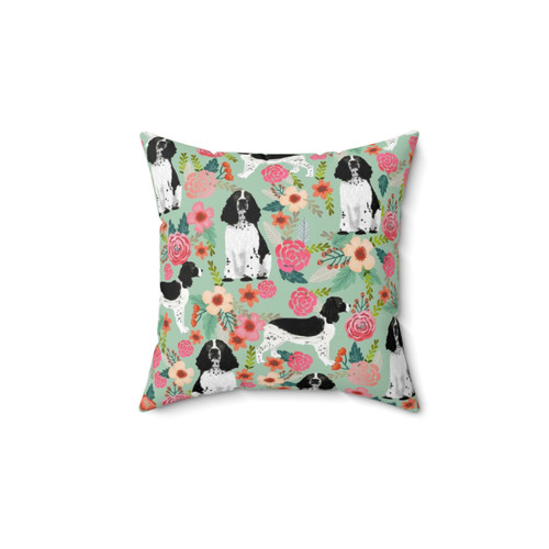 Vintage floral pattern English Springer Spaniel dog pillow