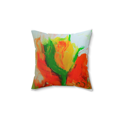 Yellow Rosebud Decorative Throw Pillow
