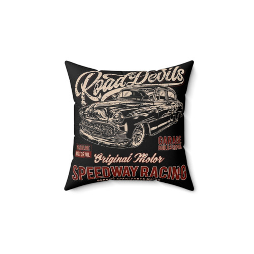 Vintage racing car pillow with retro design