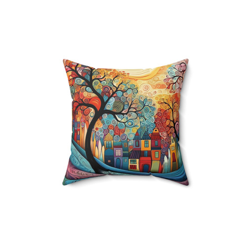 Colorful Landscape Painting Pillow