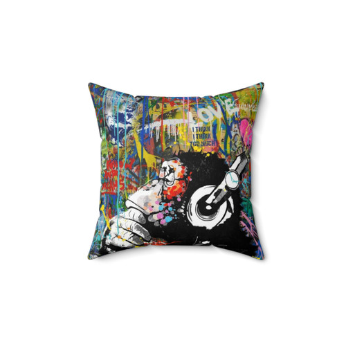 Banksy Inspired Colorful Street Art Pillow
