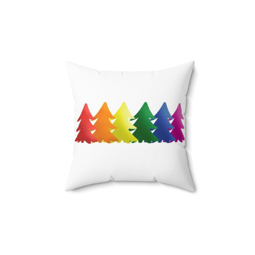Pride Christmas Pillow with Festive Rainbow Christmas Trees Design