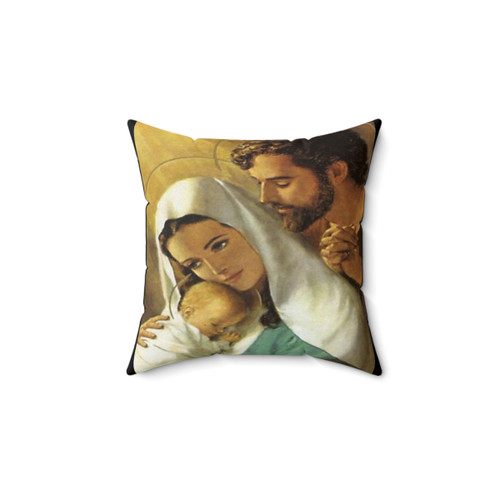 Catholic Religious Pillow with Images of Jesus, Mary, and Joseph
