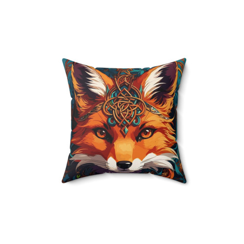 Vibrant Celtic fox illustration decorative pillow