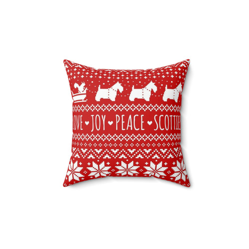 Scottish Terrier Christmas Pillow with Festive Pattern
