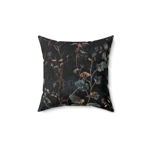 Botanical Boho Gothic Pillow with Moody Floral Pattern