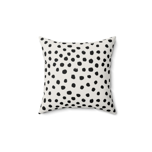 Preppy Brushstroke Polka Dot Pillow in Black and White