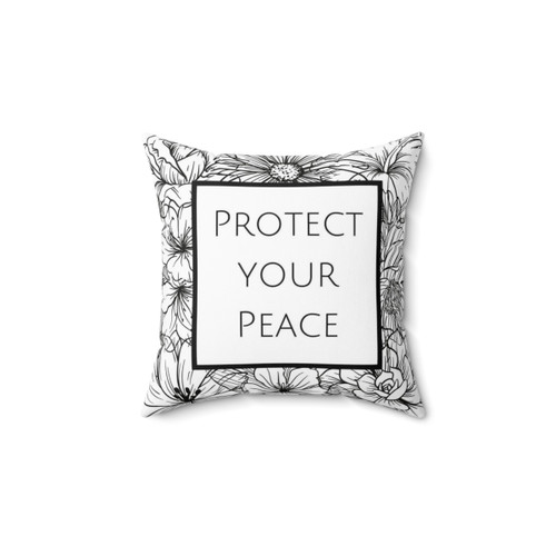 Floral Black and White Decorative Throw Pillow