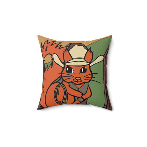 Red Squirrel Cowboy Throw Pillow