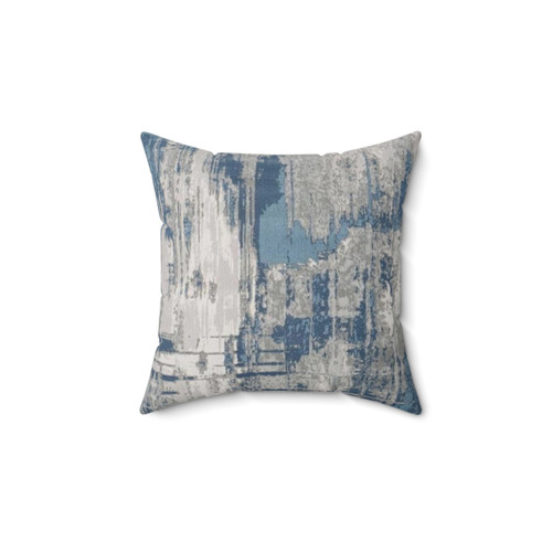 Abstract Decorative Throw Pillow with Blue and Gray Tones