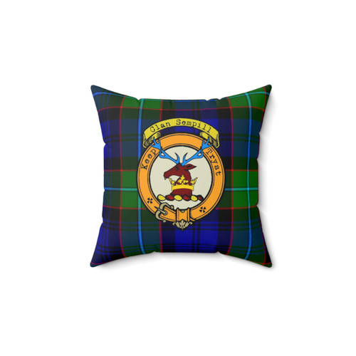 Sempill Scottish Tartan and Crest Decorative Pillow