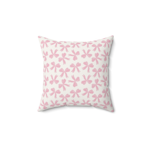 Cute pink bows coquette aesthetic pillow