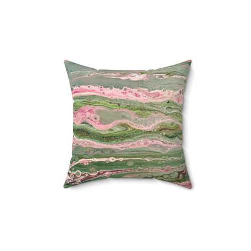 Acrylic Pour Striped Pillow in Pink and Green