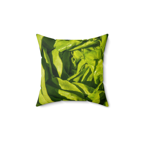 Green Lactuca Sativa Lettuce Leaf Accent Pillow