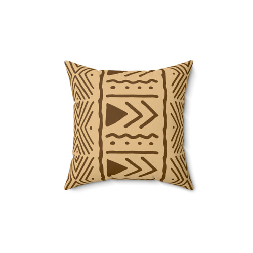 Tan and Brown African Bogolan Design Pillow