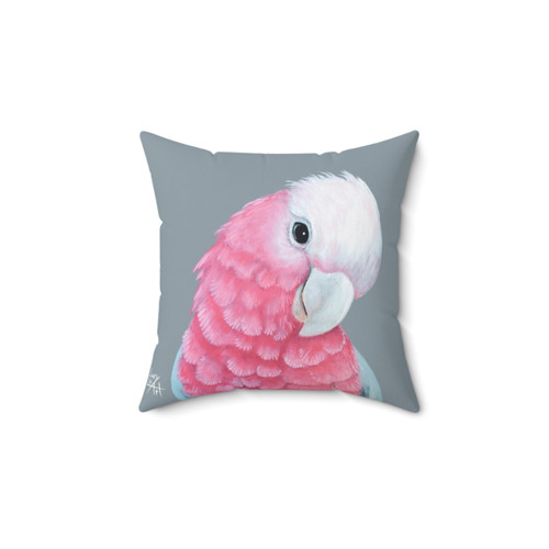 Pink and Grey Cockatoo Decorative Pillow
