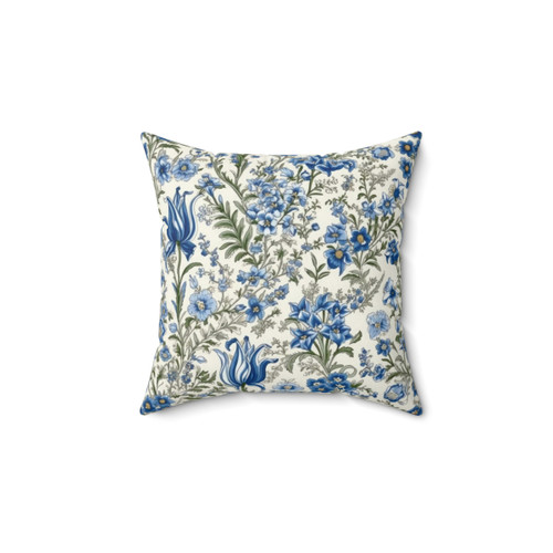 Beautiful Blue Floral Print Pillow