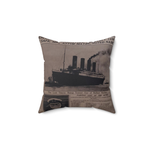 Titanic Newspaper Cover Decorative Pillow