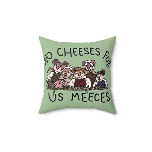 Christmas pillow with cartoon mice and cheese design