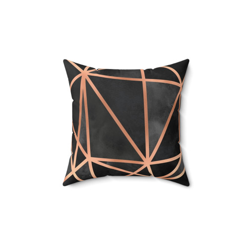 Black and Copper Geometric Pattern Pillow