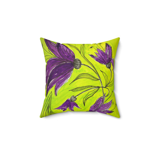 Botanical Lime Green and Purple Accent Pillow